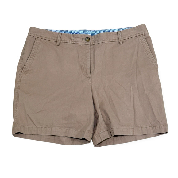 Talbots Womens 12 Relaxed Chino Shorts Tan Cotton Stretch Pockets Casual Preppy - Picture 1 of 7